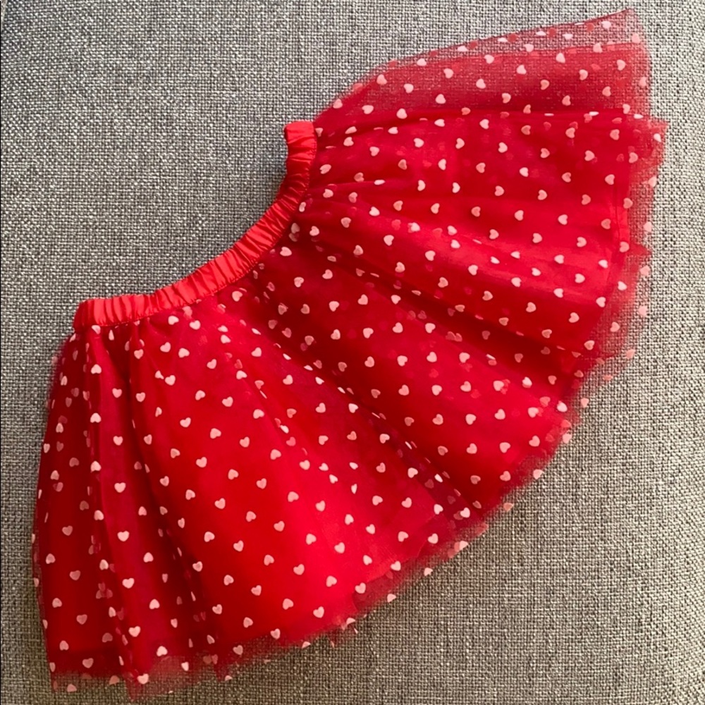 Gymboree Tulle Red Tutu skirt with white hearts